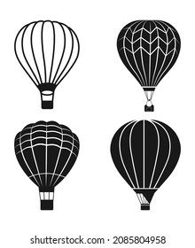 Hot Air Balloon vector illustration, Hot air balloon in the white and black color, Icons and symbol design.