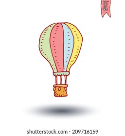 Hot air balloon, vector illustration. 