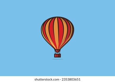 Ilustración vectorial del globo aerostático. Concepto de icono del objeto de transporte aéreo. Avión gráfico aislado y colorido. Festival de globos. Diseño vectorial de globo de aire.