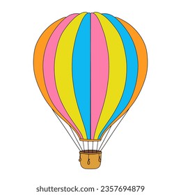 Hot air balloon. Vector illustration isolated on white