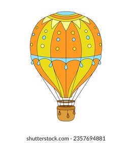 Hot air balloon. Vector illustration isolated on white