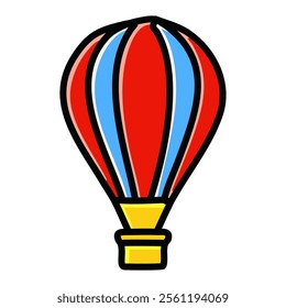 Hot air balloon vector illustration, filled design editable stroke icon.