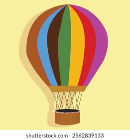 Hot air balloon vector illustration. colorful parachute aircraft. Balloon festival.