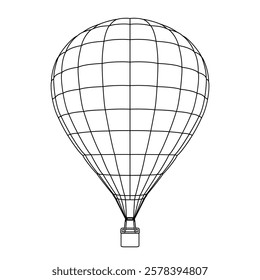 Hot Air Balloon, Vector Illustration in Thin Line Style