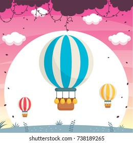 Hot Air Balloon Vector Illustration