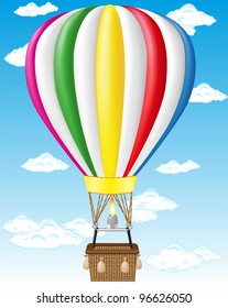 hot air balloon vector illustration on blue sky