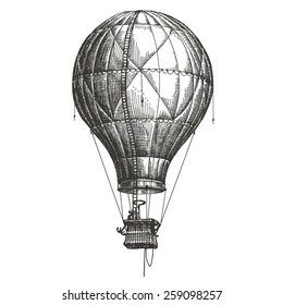 Hot Air Balloon vector logo design template  retro airship transport icon 
