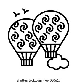 Hot air balloon vector outline icon