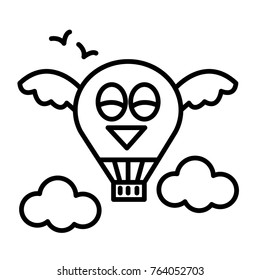 Hot air balloon vector outline icon
