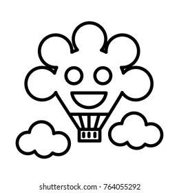 Hot air balloon vector outline icon
