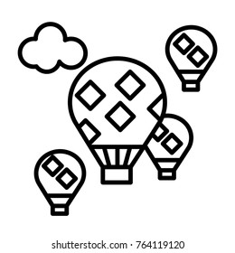 Hot air balloon vector outline icon