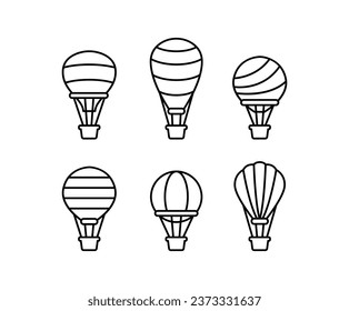 hot air balloon vector simple design icon collections modern minimal style isolated white background	