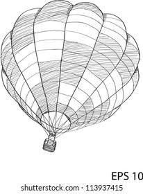 Hot Air Balloon Vector Sketch Up Line, EPS 10.