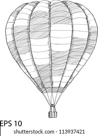 Hot Air Balloon Vector Sketch Up Line, EPS 10.