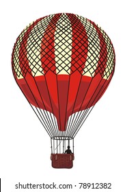 Hot Air Balloon Vintage Vector Illustration