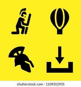hot air balloon, warrior, helmet and download vector icon set. Sample icons set for web and graphic design