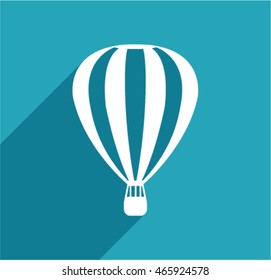 Hot air balloon web flat icon illustration with big shadow