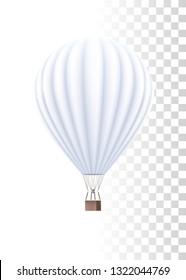 Hot Air Balloon White Template On The Transparent Background. Vector Realistic 3d Illustration