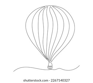 hot air balloon,hand-drawn, continuous monoline, drawing in one line