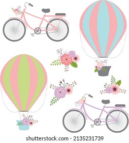 Hot Air Balloons Bicycle Clipart vector