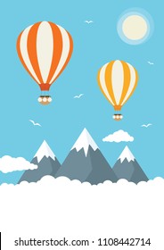 Hot air balloons in the clouds