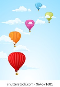 hot air balloons in the clouds background. vector illustration
