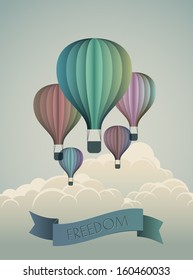 Hot air balloons, concept of freedom, eps10 vector