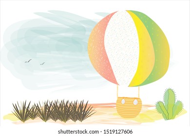 Hot air balloons flat vector illustrations set. Colorful vintage aerial vehicles for flights isolated on white background. Ornate sky ballons, airships with baskets design elements collection.
