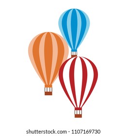 Hot air balloons flying