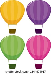 Hot air balloons in four different colors illustration