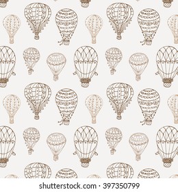 hot air balloons line art vector drawing vintage pattern