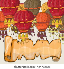 Hot air balloons postcard