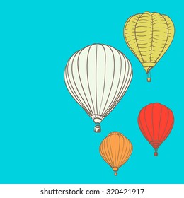 hot air balloons retro background drawing