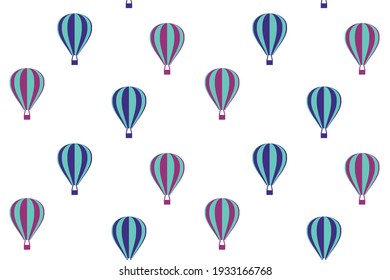 Hot air balloons seamless pattern. Repetitive vector illustration of colourful blue hot air balloons. EPS 10.