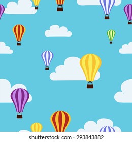 Hot air balloons seamless pattern