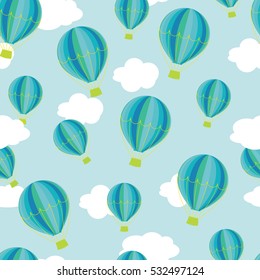 Hot air balloons seamless vector pattern