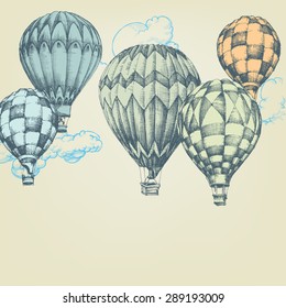 Hot air balloons in the sky background