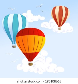 hot air balloons in the sky. vector illustration