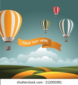 Hot air balloons with space for your message. EPS10 vector.