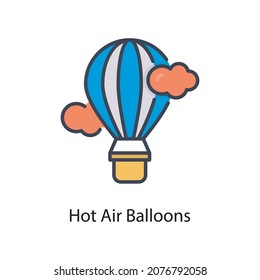 Hot Air Balloons vector fill outline Icon Design illustration. Web And Mobile Application Symbol on White background EPS 10 File