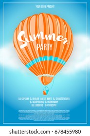 Hot Air Baloon Background Poster. Party Event. Vector illustration