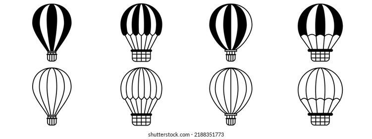 Hot Air Baloon Icon Set, Hot Air Baloon Vector Set Sign Symbol