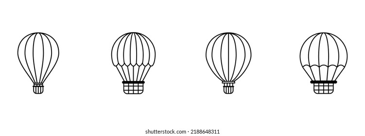 Hot Air Baloon Icon Set, Hot Air Baloon Vector Set Sign Symbol