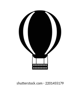 Hot air fire balloon flying icon | Black Vector illustration |
