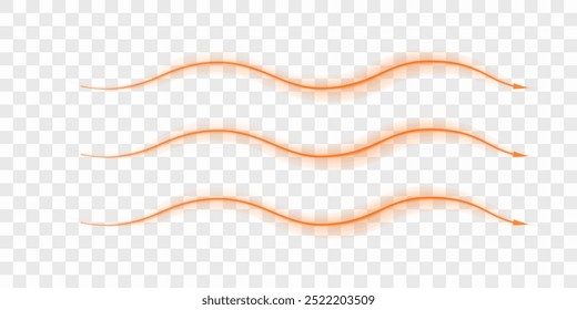 Fluxo de ar quente do ar condicionado. Propagação de ondas de calor com direção. Ilustração de vetor 3d realista isolado no fundo transparente.