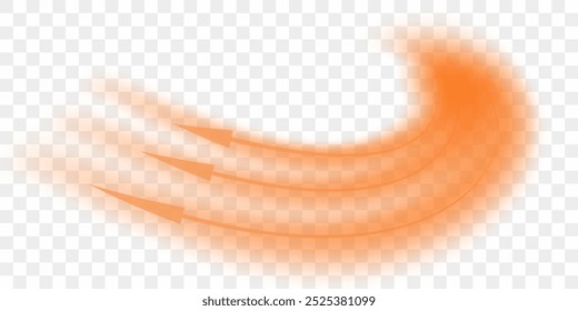 Fluxo de ar quente do ar condicionado. Propagação de ondas de calor com direção. Ilustração de vetor 3d realista isolado no fundo transparente.