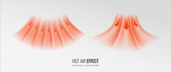 Hot Air Flow Effect Icon On Transparent Background. Warm Air Element For Heater. Gradient Curve Line - Vector Illustration.