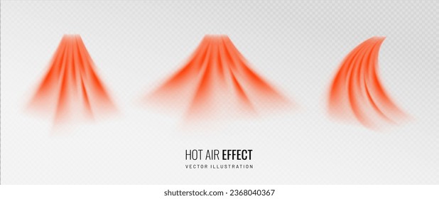 Hot air flow effect icon on transparent background. Warm air element for heater. Gradient curve line - vector illustration. svg