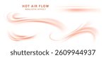 Hot air flow waves set. Circular air flow. Air flow effect. Wave isolated vector illustration.