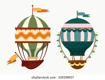 Hot Air Flying Balloons Ballast Flag Stock Vector (Royalty Free ...